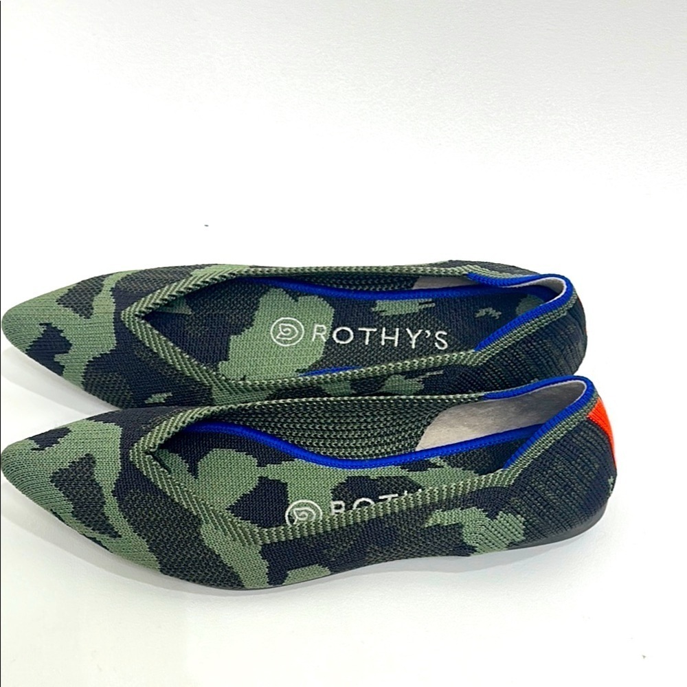 Rothy's Women's Camouflage Flats - Green and Orange Pointed toe size 6
